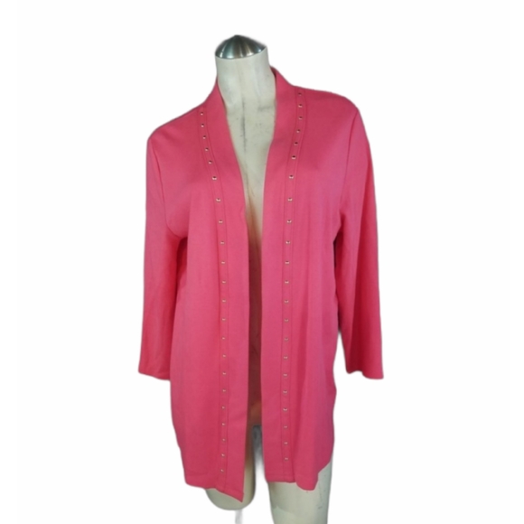 Rafaella Sweaters - Rafaella Size XL Pink Cardigan Embellished